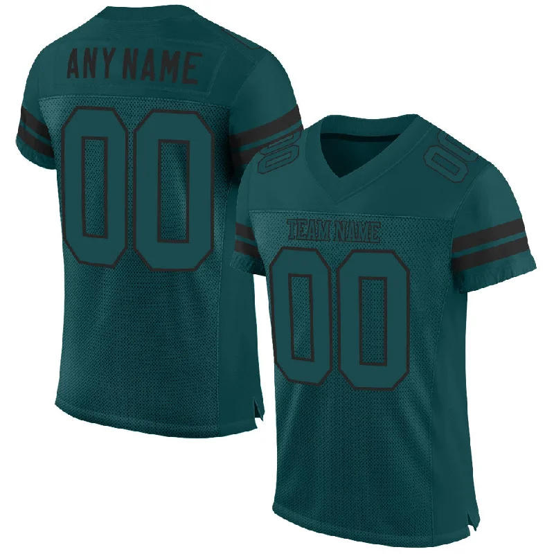 Custom Midnight Green Midnight Green-Black Mesh Authentic Football Jersey