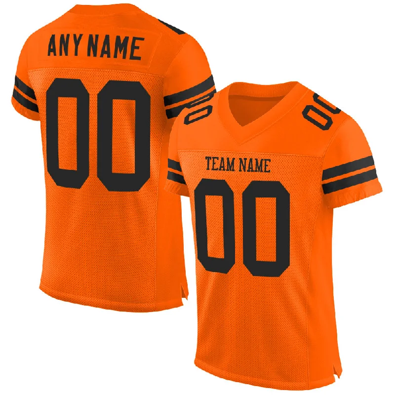 Custom Orange Black Mesh Authentic Football Jersey