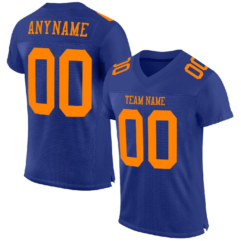 Custom Royal Bay Orange Mesh Authentic Football Jersey