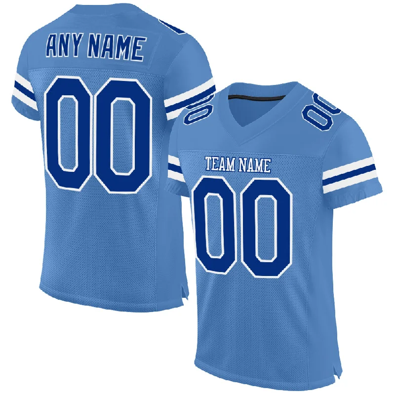 Custom Powder Blue Royal-White Mesh Authentic Football Jersey