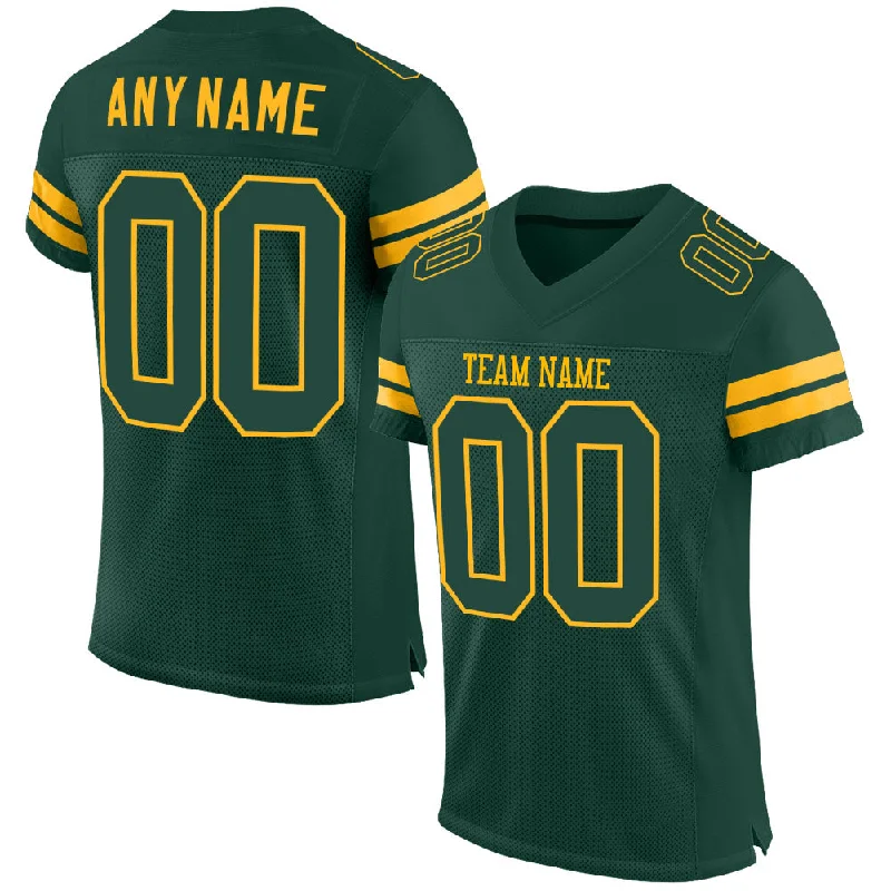 Custom Green Green-Gold Mesh Authentic Football Jersey