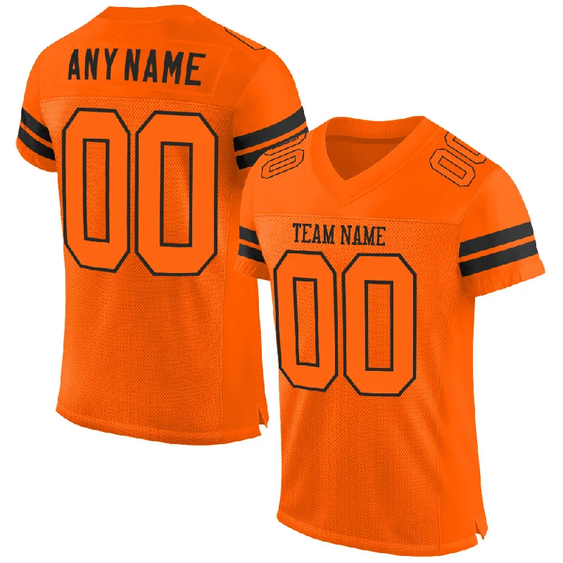 Custom Orange Orange-Black Mesh Authentic Football Jersey