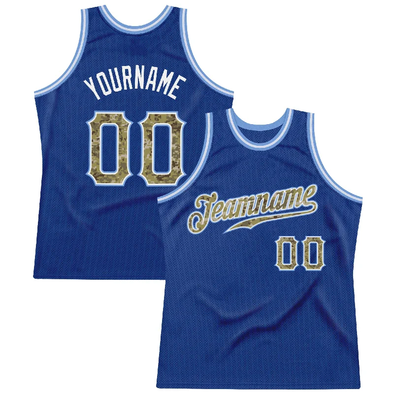 Custom Royal Camo-Light Blue Authentic Throwback Basketball Jersey