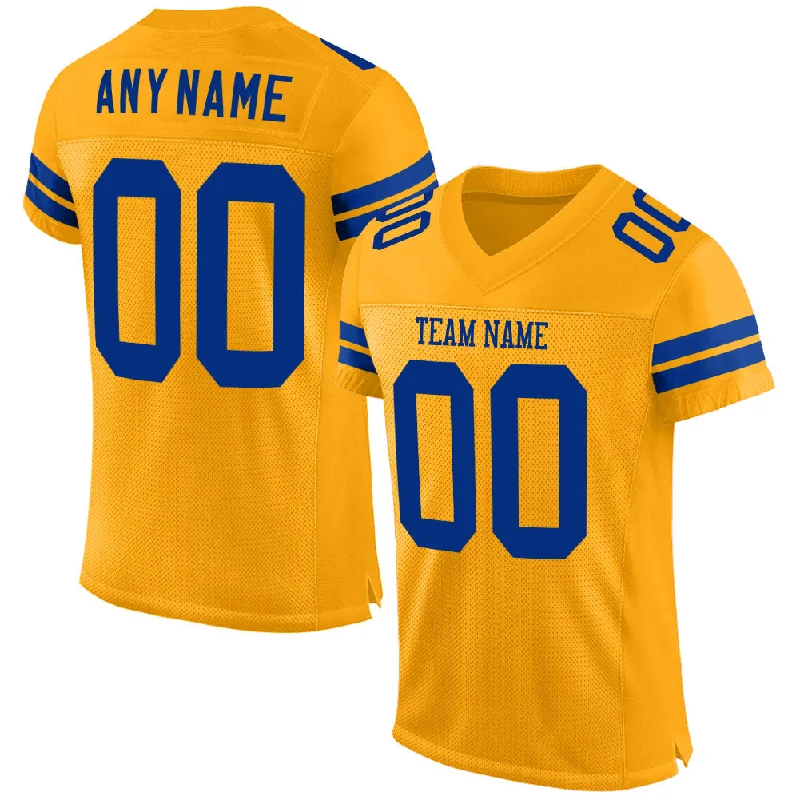 Custom Gold Royal Mesh Authentic Football Jersey