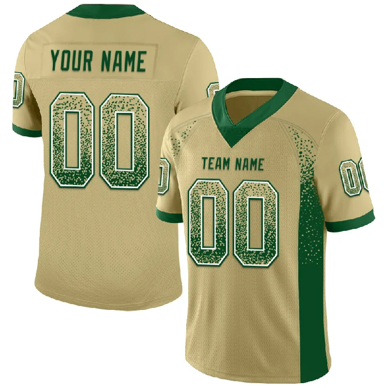 Custom Vegas Gold Green-White Mesh Drift Fashion Football Jersey