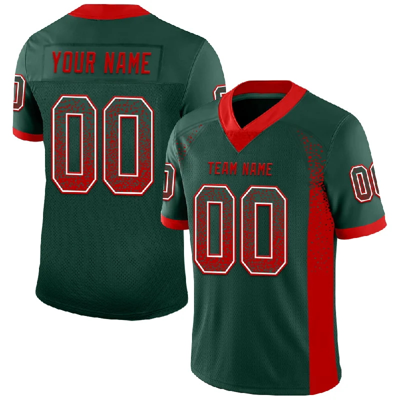 Custom Green Red-White Mesh Drift Fashion Football Jersey