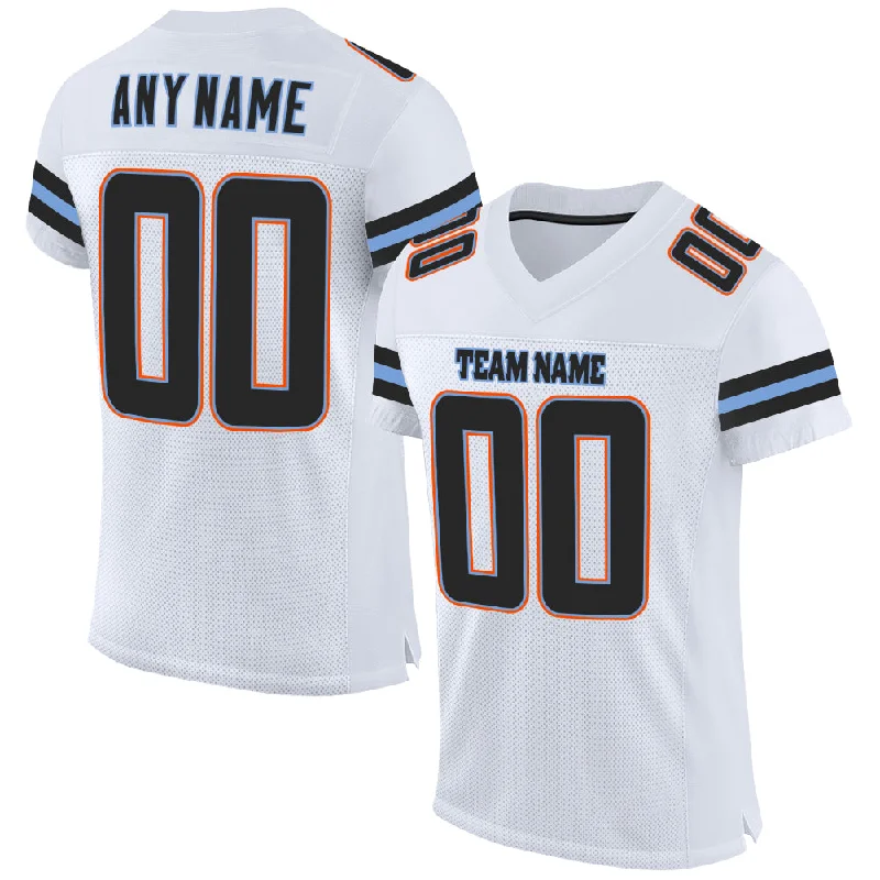 Custom White Black-Powder Blue Mesh Authentic Football Jersey