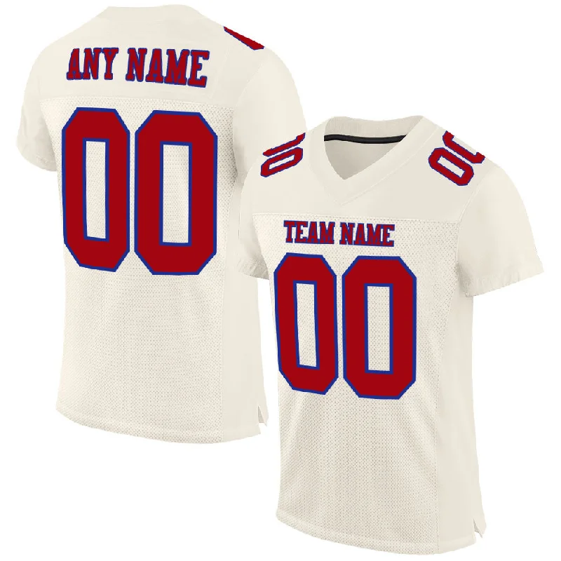 Custom Cream Red-Royal Mesh Authentic Football Jersey