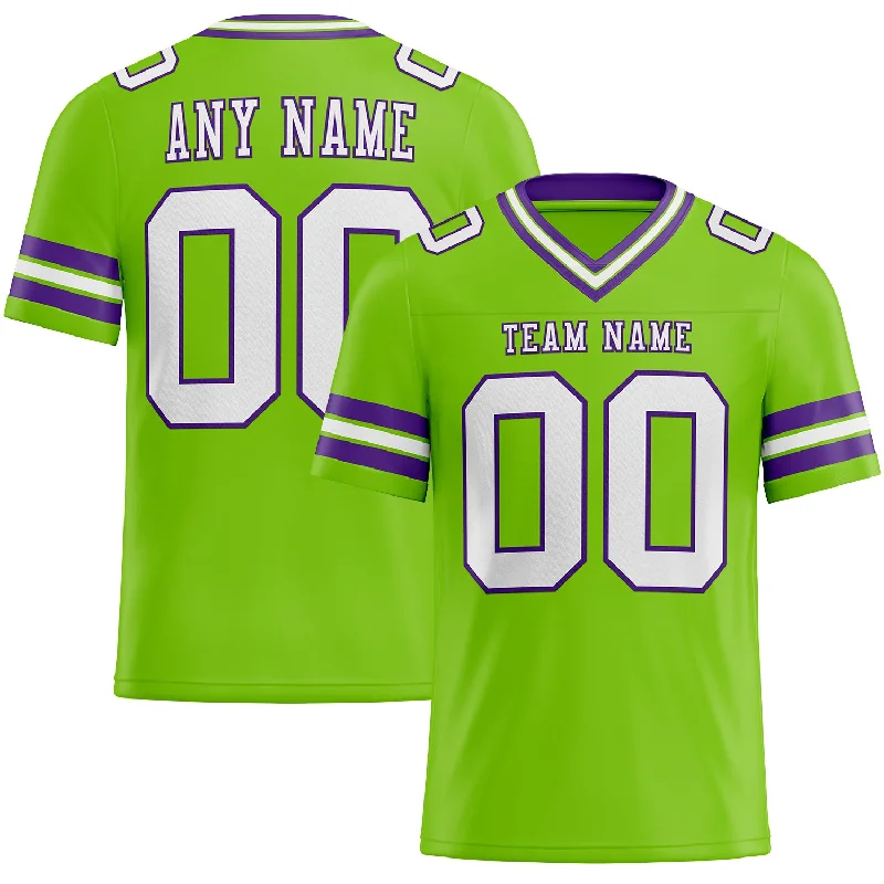 Custom Neon Green White-Purple Mesh Authentic Football Jersey