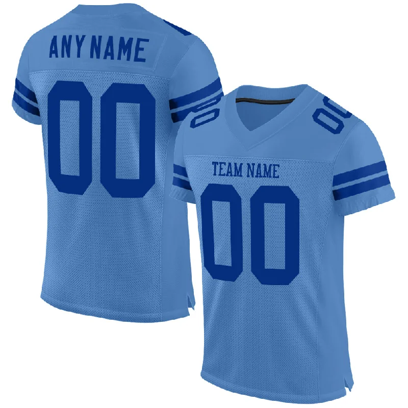 Custom Powder Blue Royal Mesh Authentic Football Jersey