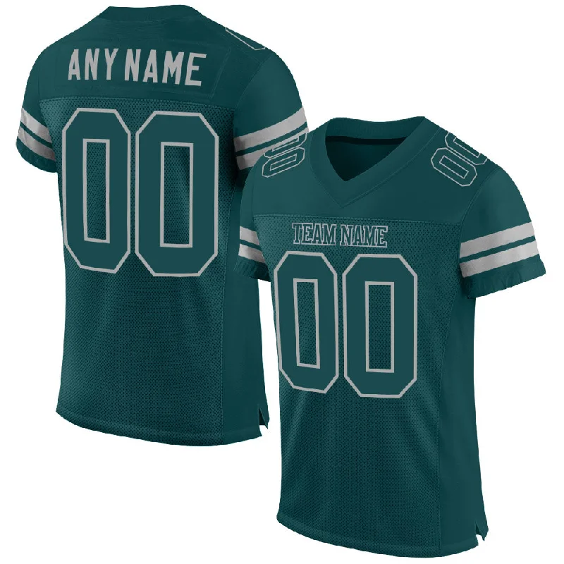 Custom Midnight Green Midnight Green-Gray Mesh Authentic Football Jersey