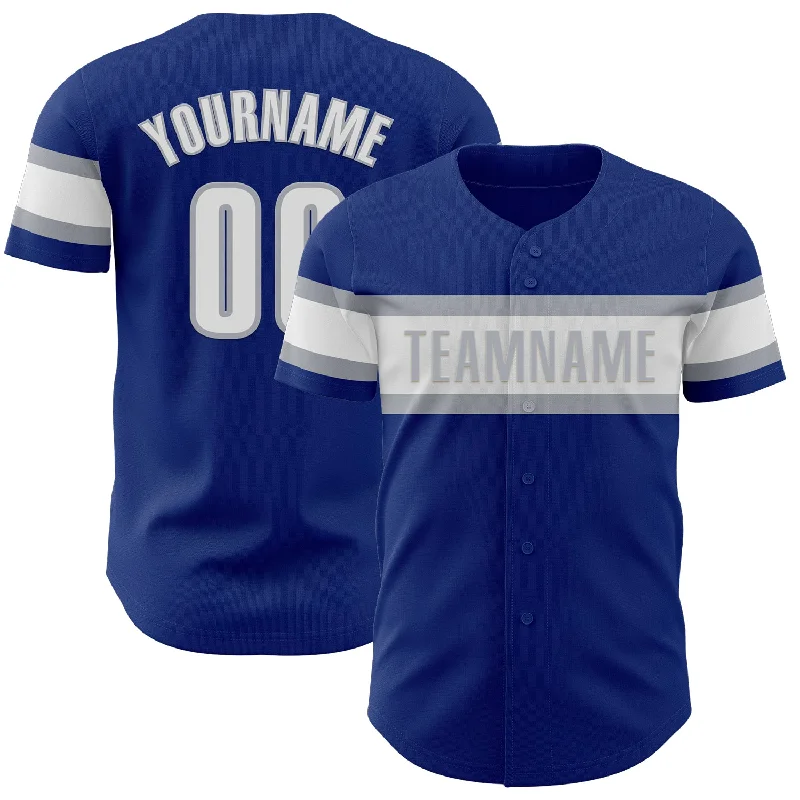 Custom Royal White-Gray Authentic Baseball Jersey