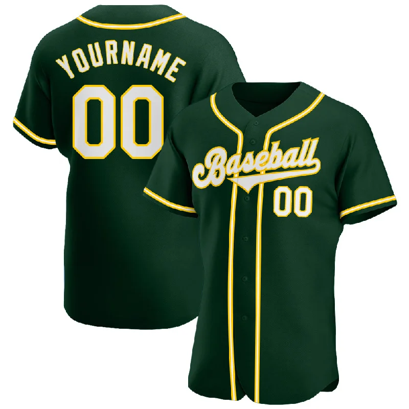 Custom Green White-Gold Authentic Baseball Jersey