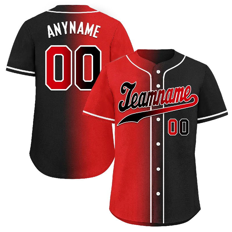 Custom Red Black Gradient Fashion Personalized Authentic Baseball Jersey BSBJ01-D0a707a