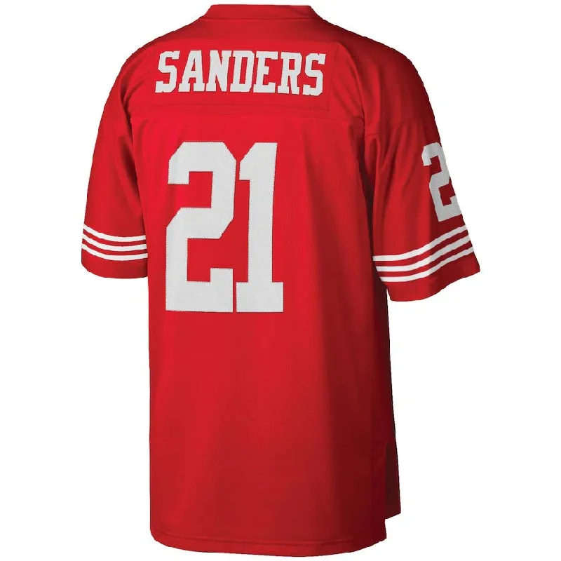 SF.49ers #21 Deion Sanders Mitchell & Ness Scarlet Legacy Replica Jersey Stitched American Football Jerseys