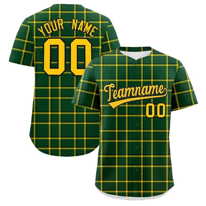 Custom Green Personalized Plaid Design Authentic Baseball Jersey