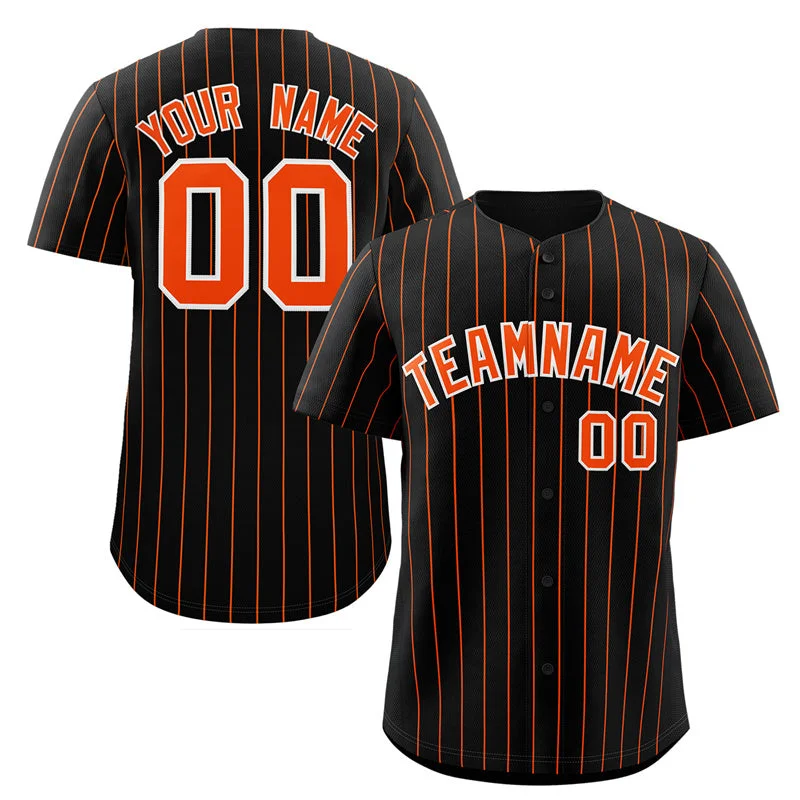 Custom Black Orange-White Stripe Fashion Authentic Baseball Jersey