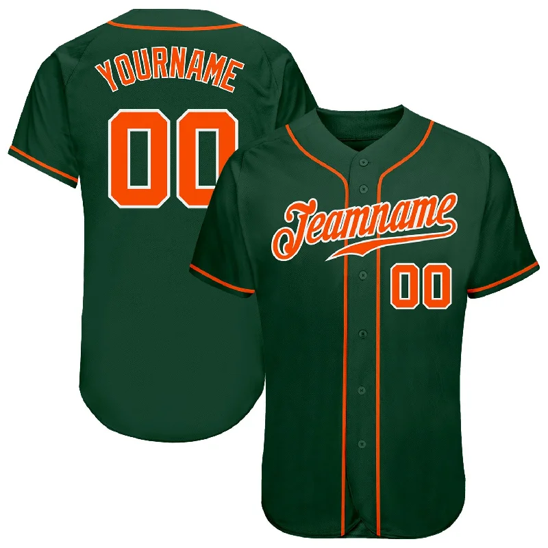 Custom Green Orange-White Authentic Baseball Jersey