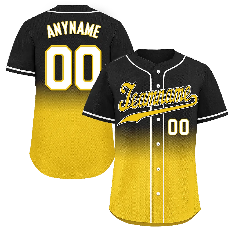 Custom Black Yellow Fade Fashion Personalized Authentic Baseball Jersey BSBJ01-D0a70cc