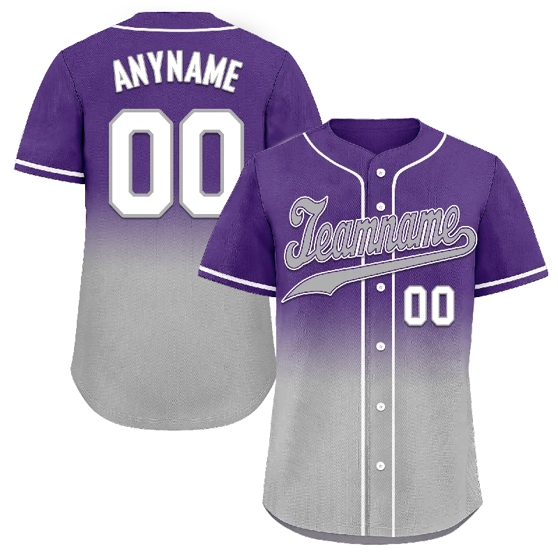 Custom Purple Grey Fade Fashion Personalized Authentic Baseball Jersey BSBJ01-D0a70cd