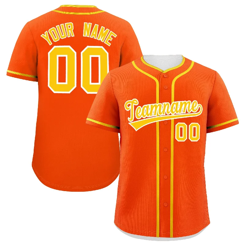 Custom Orange Gold Personalized Classic Authentic Baseball Jersey