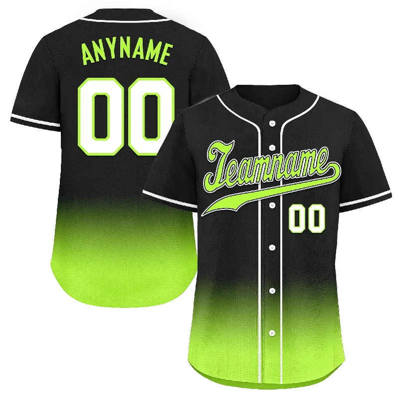 Custom Black Green Fade Fashion Personalized Authentic Baseball Jersey BSBJ01-D0a70e7