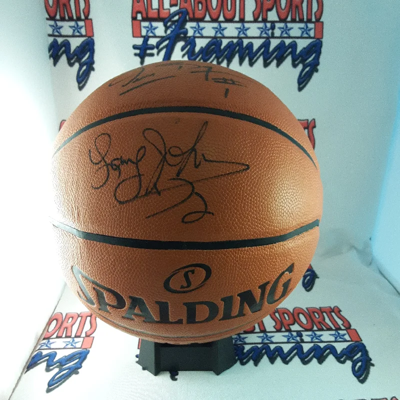 Larry Johnson & Muggsy Bouges Authentic Signed Basketball Autographed JSA-