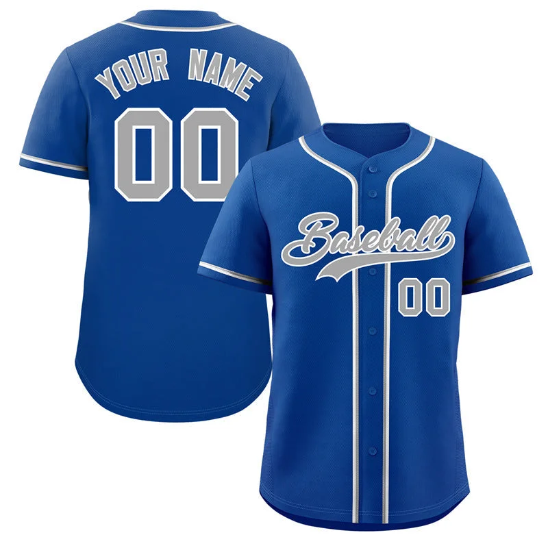 Custom Royal Gray-White Classic Style Authentic Baseball Jersey