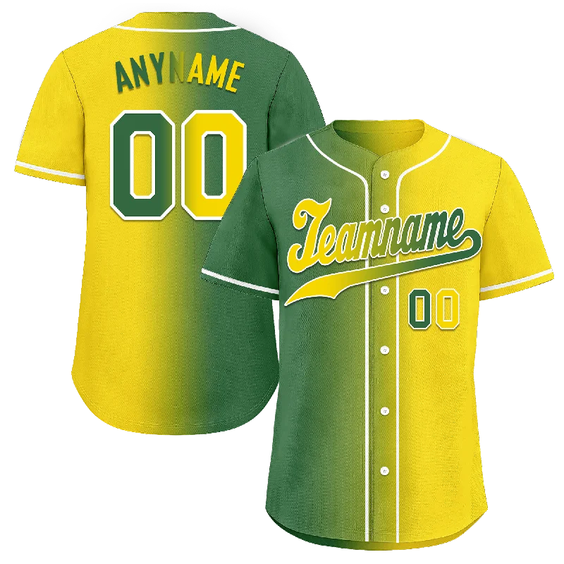 Custom Green Yellow Gradient Fashion Personalized Authentic Baseball Jersey BSBJ01-D0a707d