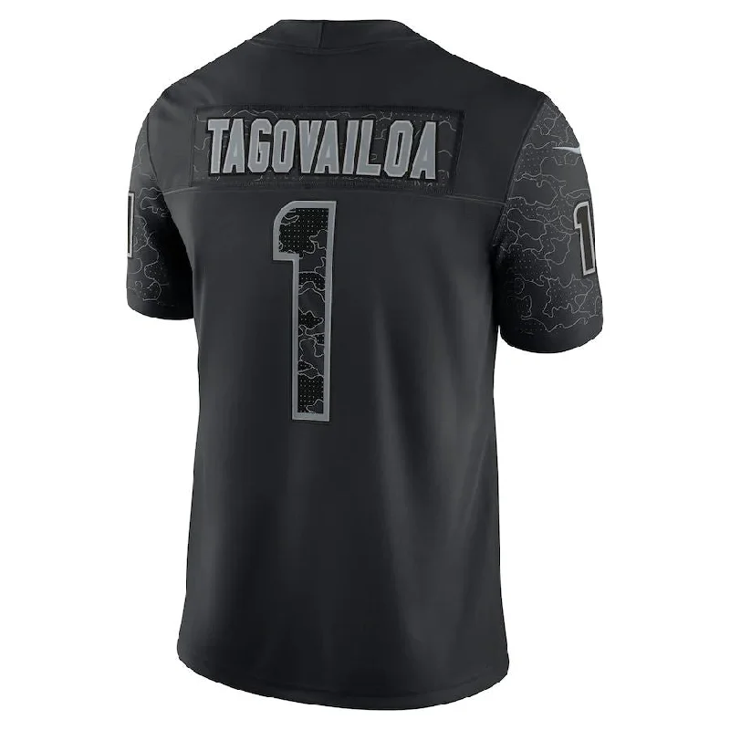 M.Dolphins #1 Tua Tagovailoa Black RFLCTV Limited Jersey Stitched American Football Jerseys