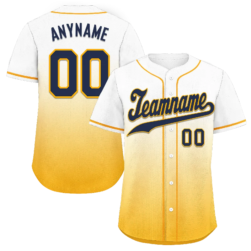 Custom White Yellow Fade Fashion Personalized Authentic Baseball Jersey BSBJ01-D0a70dc