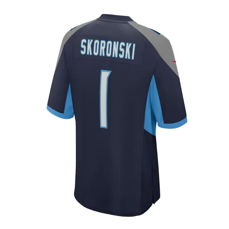 T.Titans #1 Peter Skoronski 2023 Draft First Round Pick Game Jersey - Navy Stitched American Football Jerseys