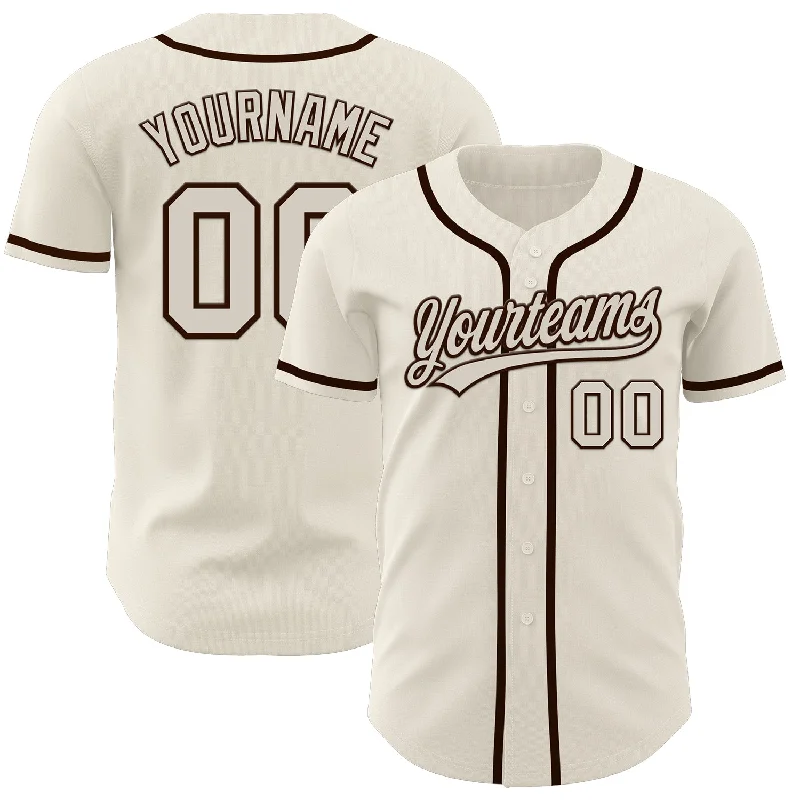 Custom Cream Brown Authentic Baseball Jersey