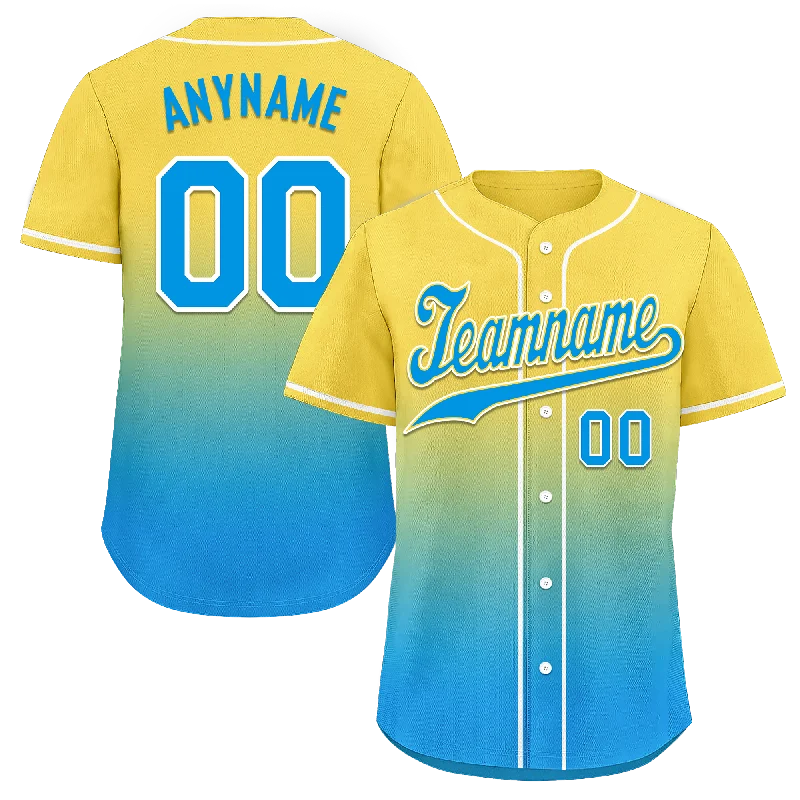 Custom Yellow Blue Fade Fashion Personalized Authentic Baseball Jersey BSBJ01-D0a70fc