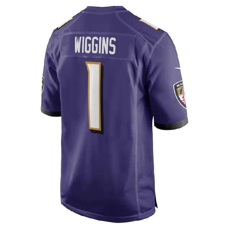 B.Ravens #1 Nate Wiggins 2024 Draft First Round Pick Player Game Jersey - Purple American Football Jerseys