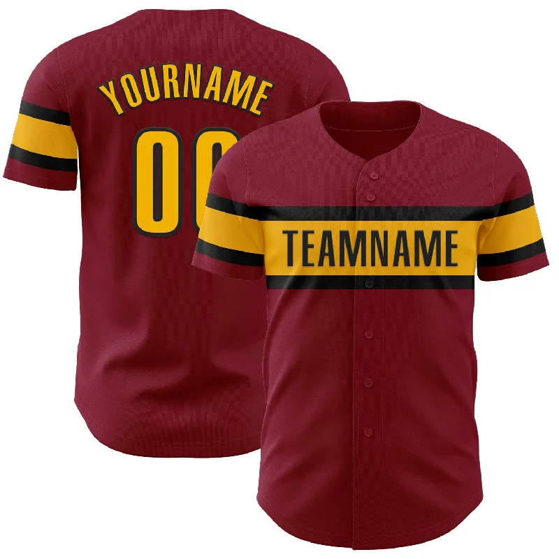 Custom Crimson Gold-Black Authentic Baseball Jersey