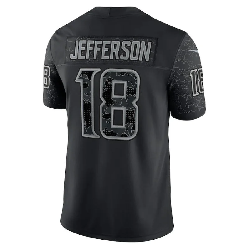 MN.Vikings #18 Justin Jefferson Black RFLCTV Limited Jersey Stitched American Football Jerseys