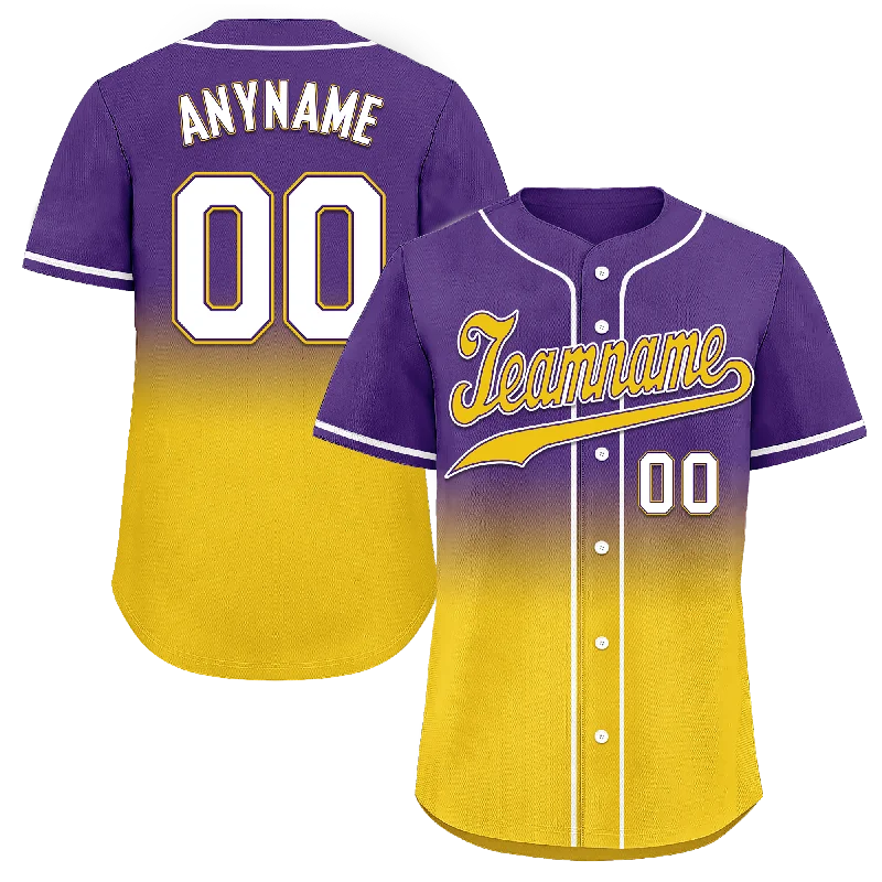 Custom Purple Yellow Fade Fashion Personalized Authentic Baseball Jersey BSBJ01-D0a70cb