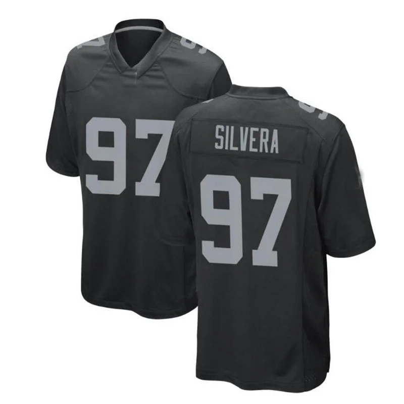 LV. Raiders #97 Nesta Jade Silvera Game Jersey - Black Stitched American Football Jerseys