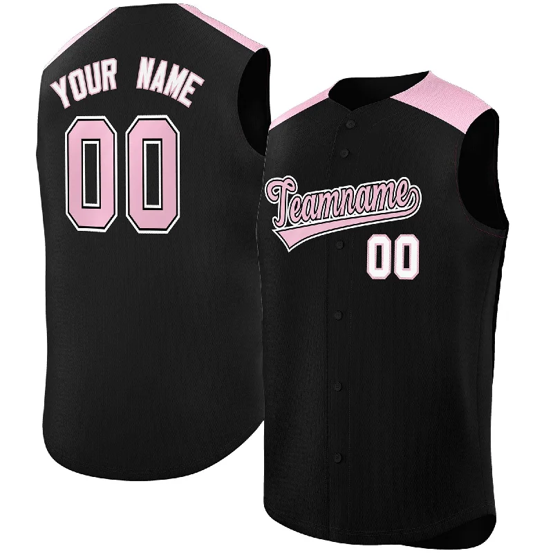 Custom Black Light Pink Personalized Classic Authentic Sleeveless Baseball Jersey