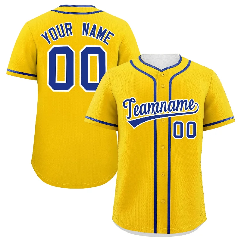 Custom Gold Royal Personalized Classic Authentic Baseball Jersey