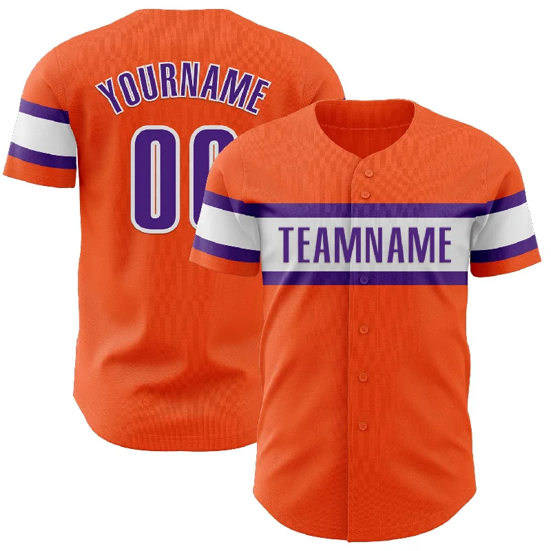 Custom Orange Purple-White Authentic Baseball Jersey