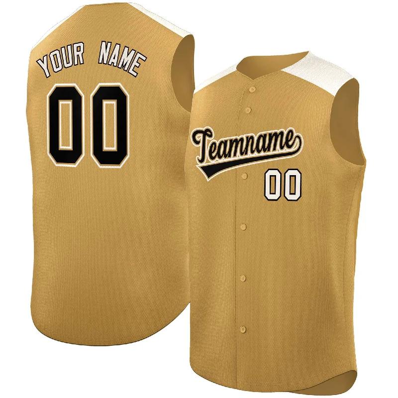 Custom Old Gold Cream Personalized Classic Authentic Sleeveless Baseball Jersey