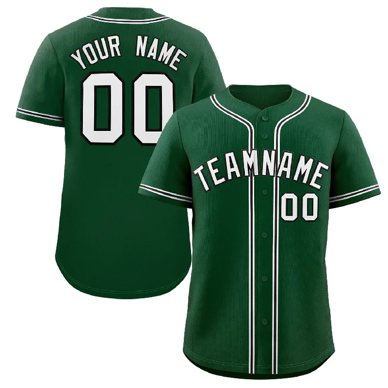 Custom Green White-Black Classic Style Authentic Baseball Jersey