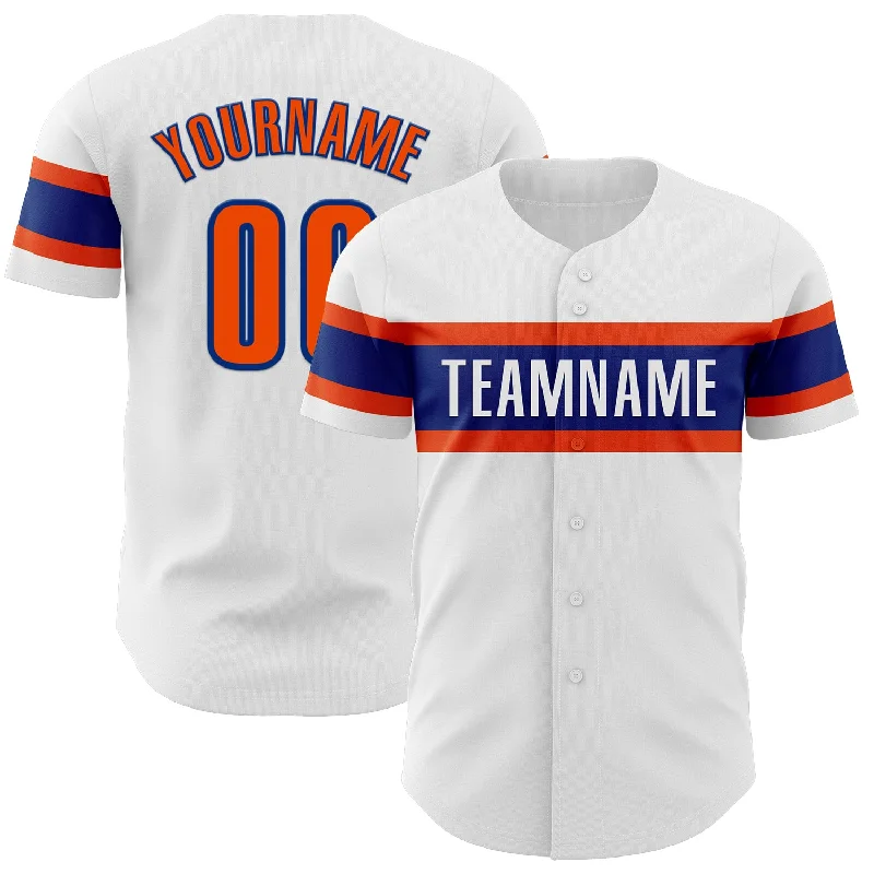 Custom White Orange-Royal Authentic Baseball Jersey