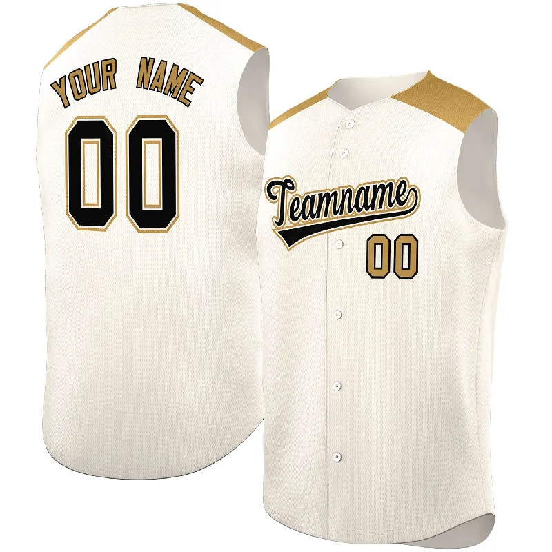 Custom Cream Old Gold Personalized Classic Authentic Sleeveless Baseball Jersey