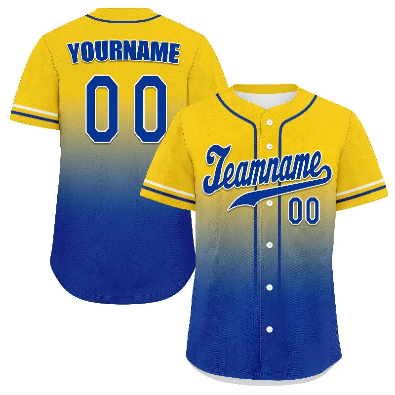 Custom Yellow Blue Fade Fashion Personalized Authentic Baseball Jersey UN002-bd0b007b-aa