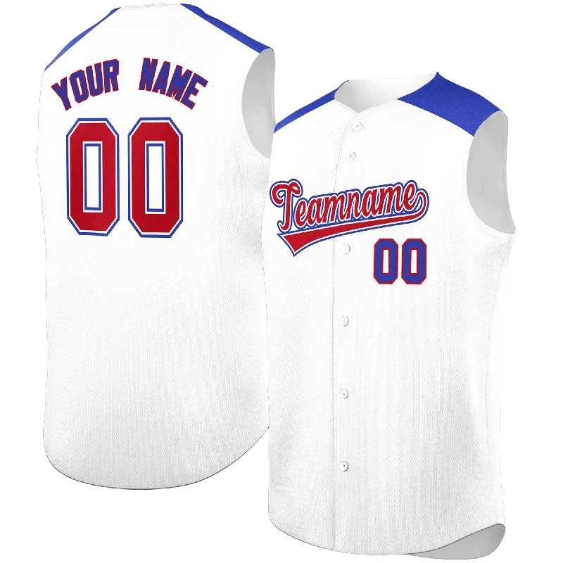 Custom White Royal Personalized Classic Authentic Sleeveless Baseball Jersey