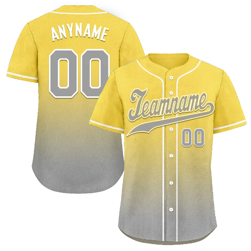 Custom Yellow Grey Fade Fashion Personalized Authentic Baseball Jersey BSBJ01-D0a70fb