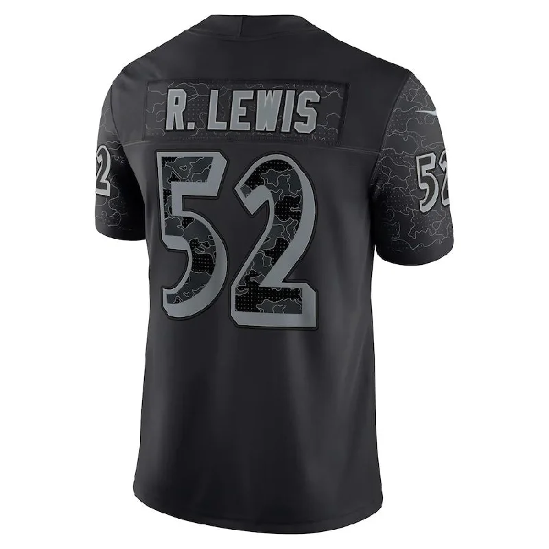 B.Ravens #52 Ray Lewis Black Retired Player RFLCTV Limited Jersey Stitched American Football Jerseys